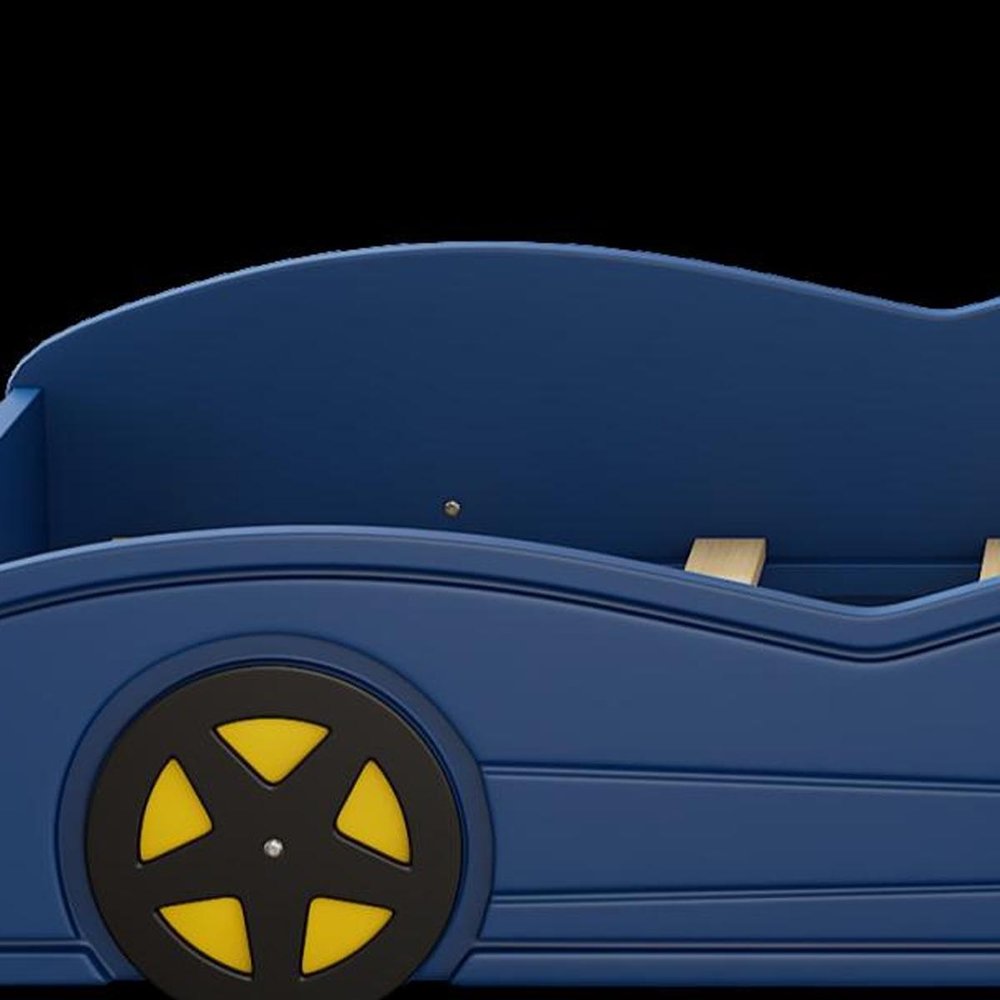 Blue And Yellow Solid Wood Twin Race Car Bed