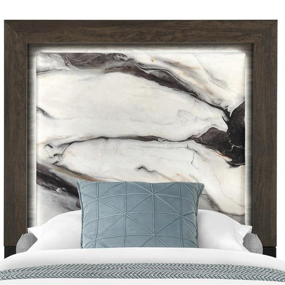 Brown Wood And Upholstery Lighted Upholstered Twin Bed Frame