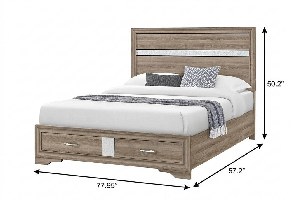 Brown And Natural Wood Full Bed Frame