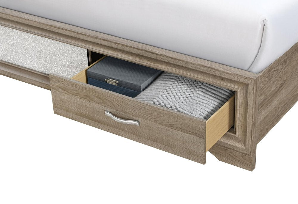 Brown Wood King Bed Frame With Drawers