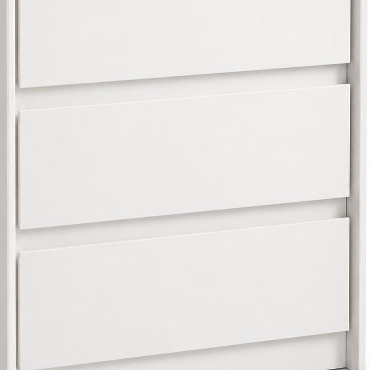 24" White Wood Three Drawer Nightstand with USB Port and Integrated Tech