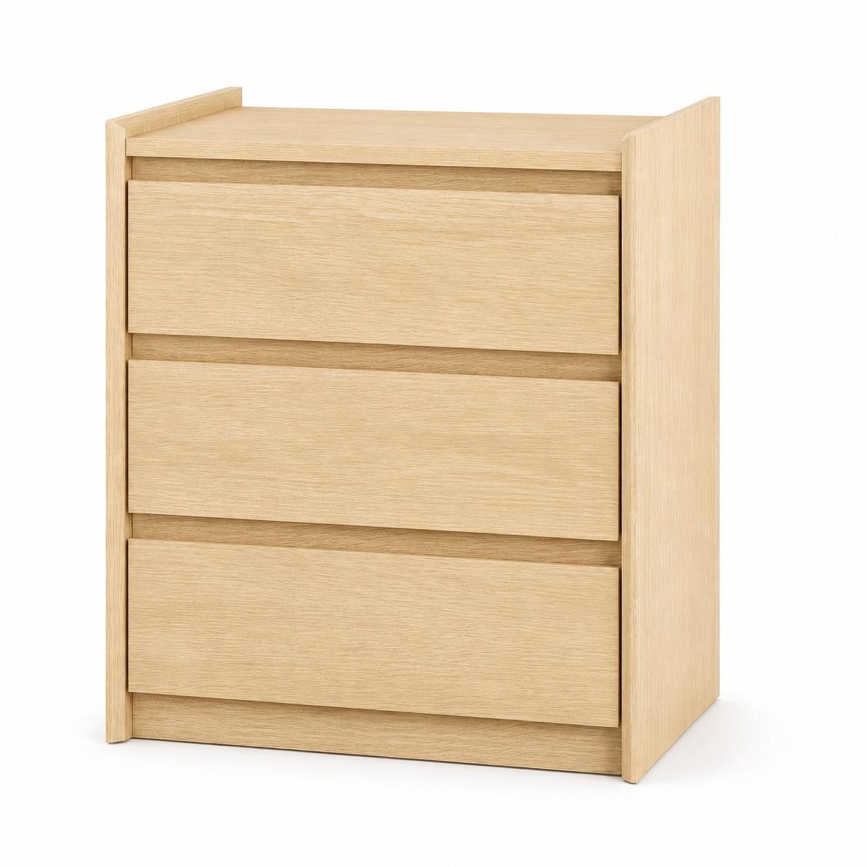 24" Oak Wood Three Drawer Nightstand with USB Port and Integrated Tech