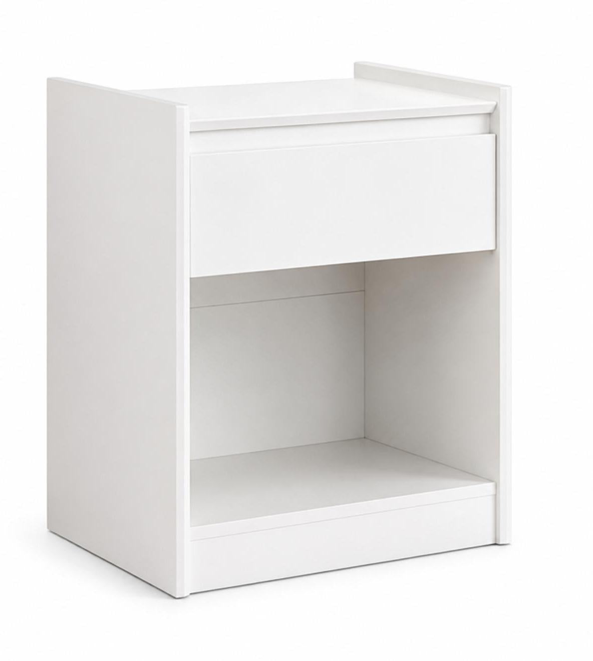 24" White Wood One Drawer Nightstand