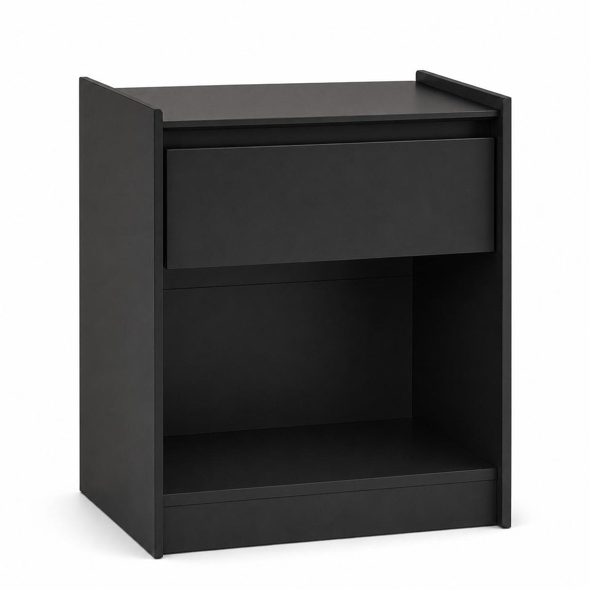 24" Black Wood One Drawer Nightstand