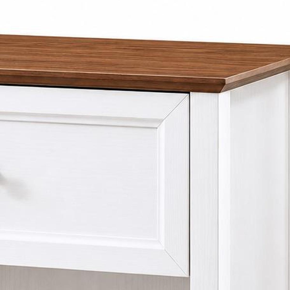 26" White Wood One Drawer Nightstand