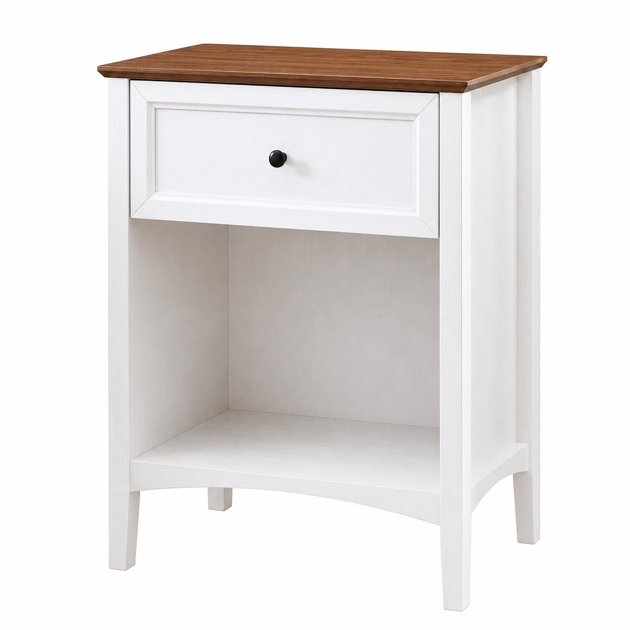 26" White Wood One Drawer Nightstand