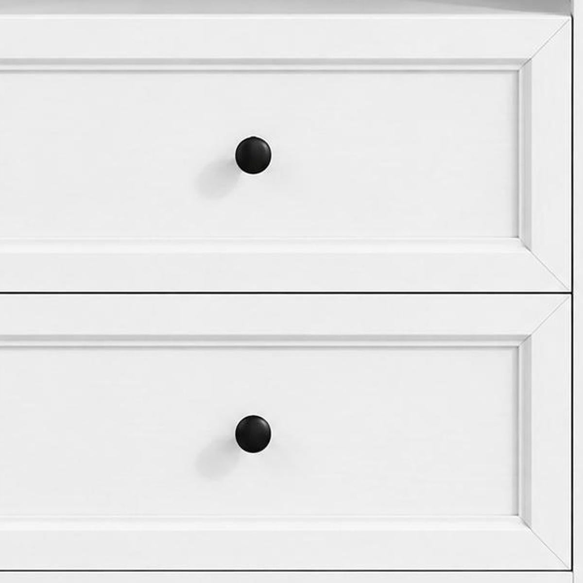 26" White Wood Two Drawer Nightstand with USB Port and Integrated Tech