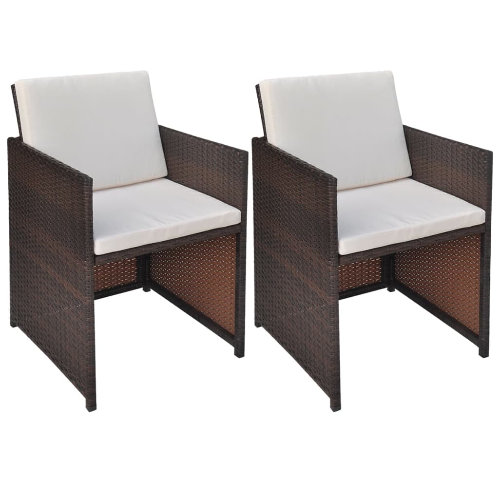 vidaXL Patio Chairs 2 Pcs for Garden with Cushions and Pillows Poly Rattan-18