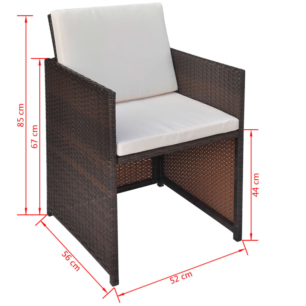 vidaXL Patio Chairs 2 Pcs for Garden with Cushions and Pillows Poly Rattan-20