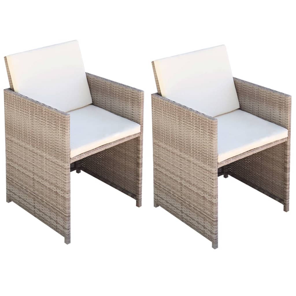 vidaXL Patio Chairs 2 Pcs for Garden with Cushions and Pillows Poly Rattan-1