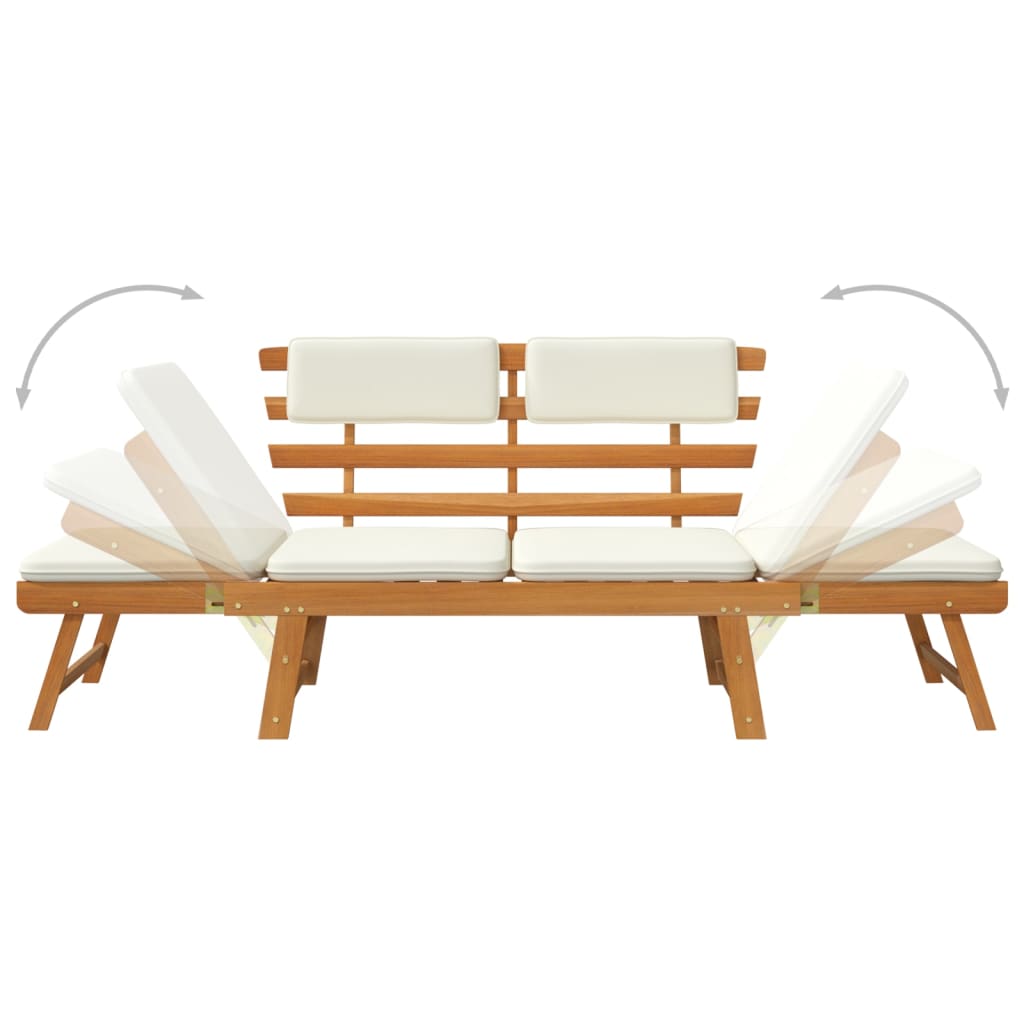 vidaXL Patio Bench Outdoor Garden Bench with Cushions 2-in-1 Solid Wood Acacia-4