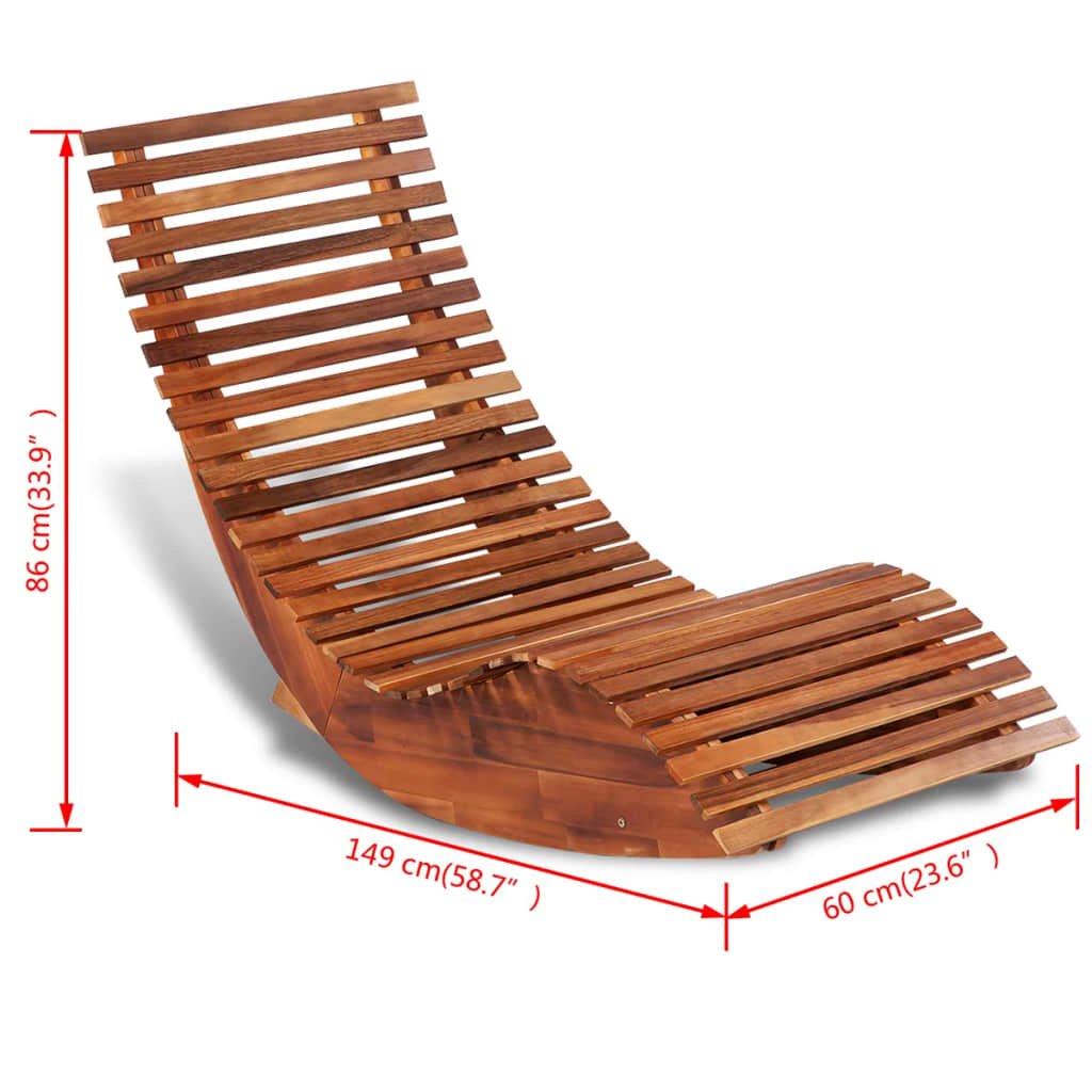 vidaXL Rocking Chair Patio Chaise Lounge Outdoor Daybed Solid Wood Acacia-3