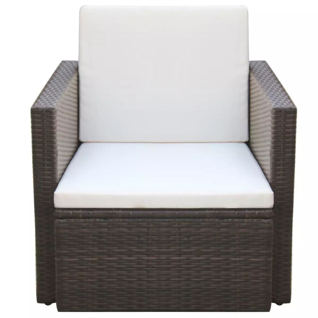 vidaXL Patio Chair Dining Single Chair with Cushions and Pillows Poly Rattan-1