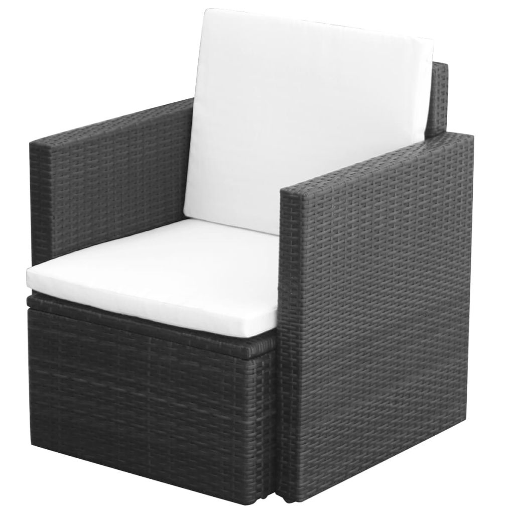 vidaXL Patio Chair Dining Single Chair with Cushions and Pillows Poly Rattan-3