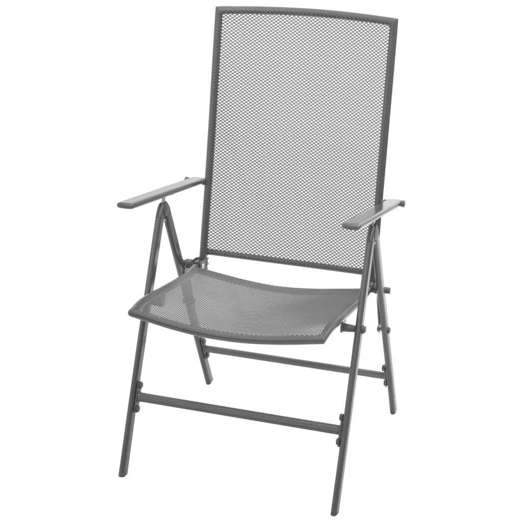 vidaXL Stackable Patio Chairs 2 pcs Steel Gray-2