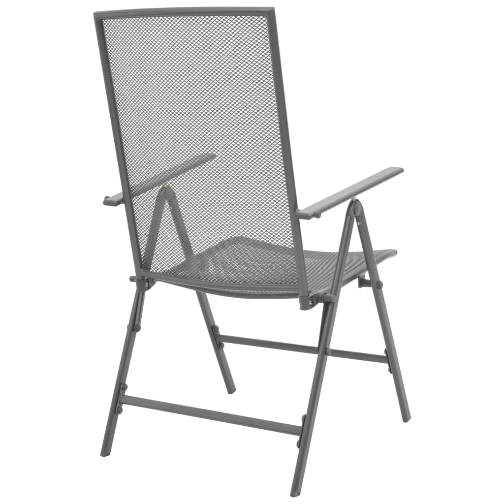 vidaXL Stackable Patio Chairs 2 pcs Steel Gray-3