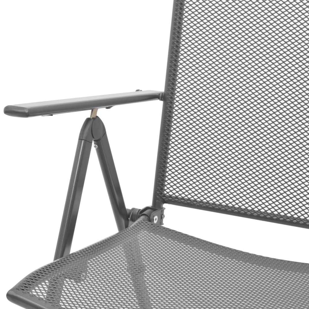 vidaXL Stackable Patio Chairs 2 pcs Steel Gray-6