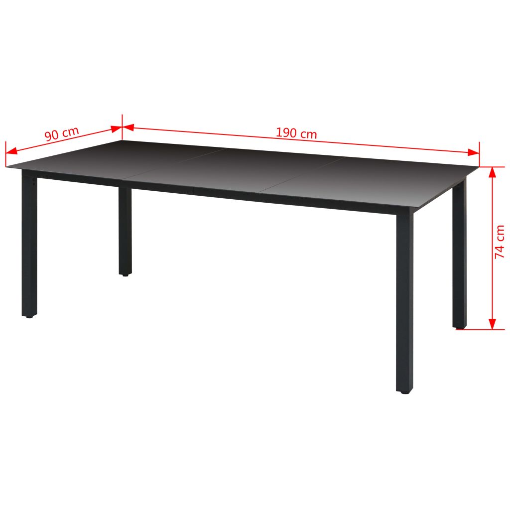 vidaXL Patio Table Outdoor Dining Table Garden Porch Furniture Aluminum Glass-8