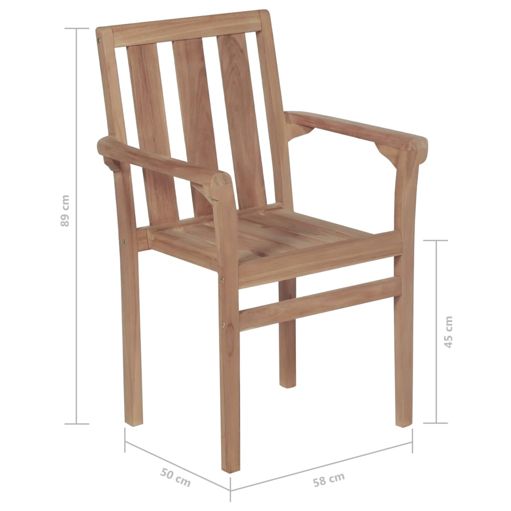 vidaXL 2/4/6/8x Solid Wood Teak Patio Chairs Garden Outdoor Furniture Seat-9