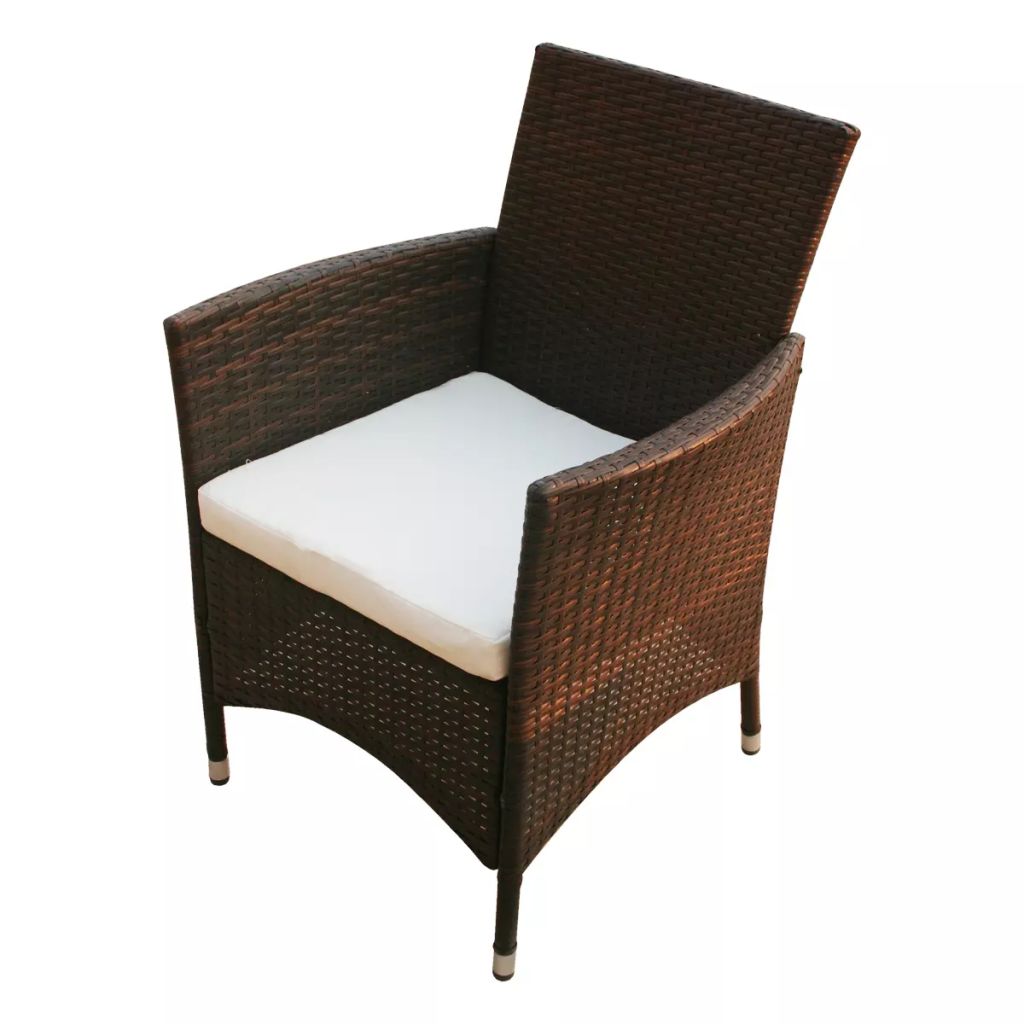 vidaXL Patio Chairs 2 pcs Poly Rattan Brown-2