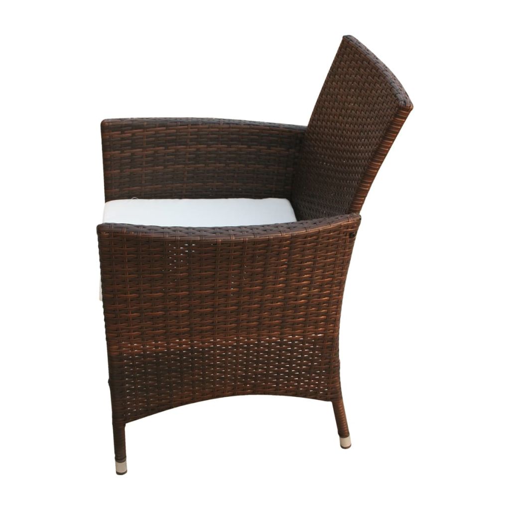 vidaXL Patio Chairs 2 pcs Poly Rattan Brown-4