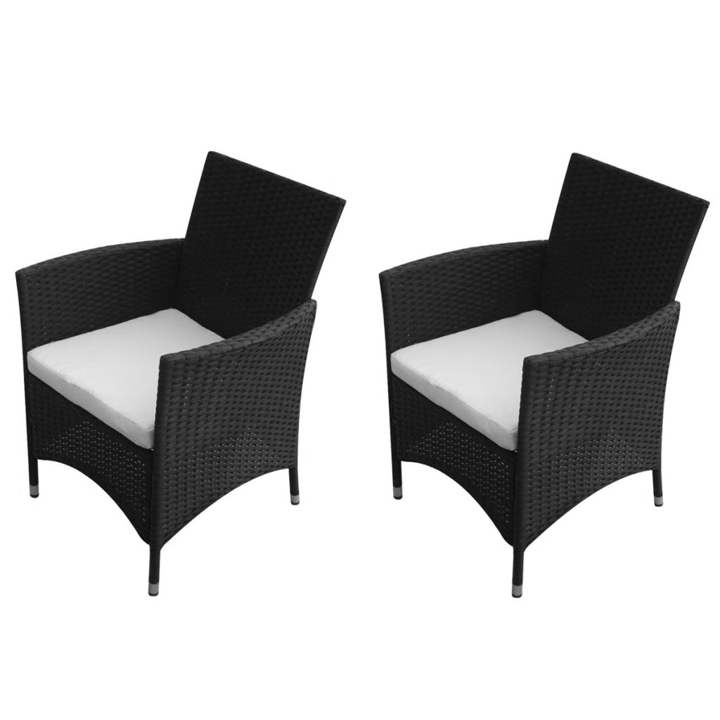 vidaXL Patio Chairs 2 pcs Poly Rattan Brown-6