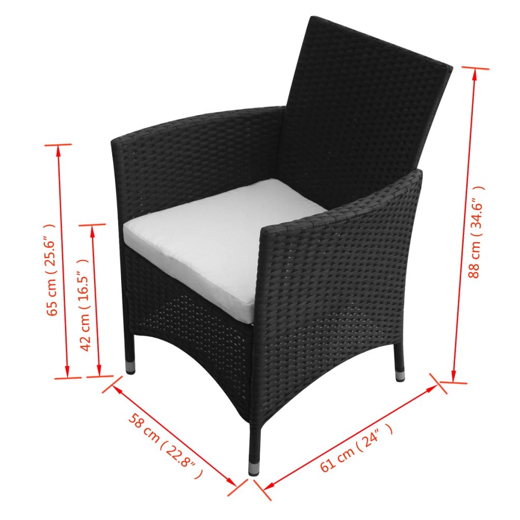 vidaXL Patio Chairs 2 pcs Poly Rattan Brown-5