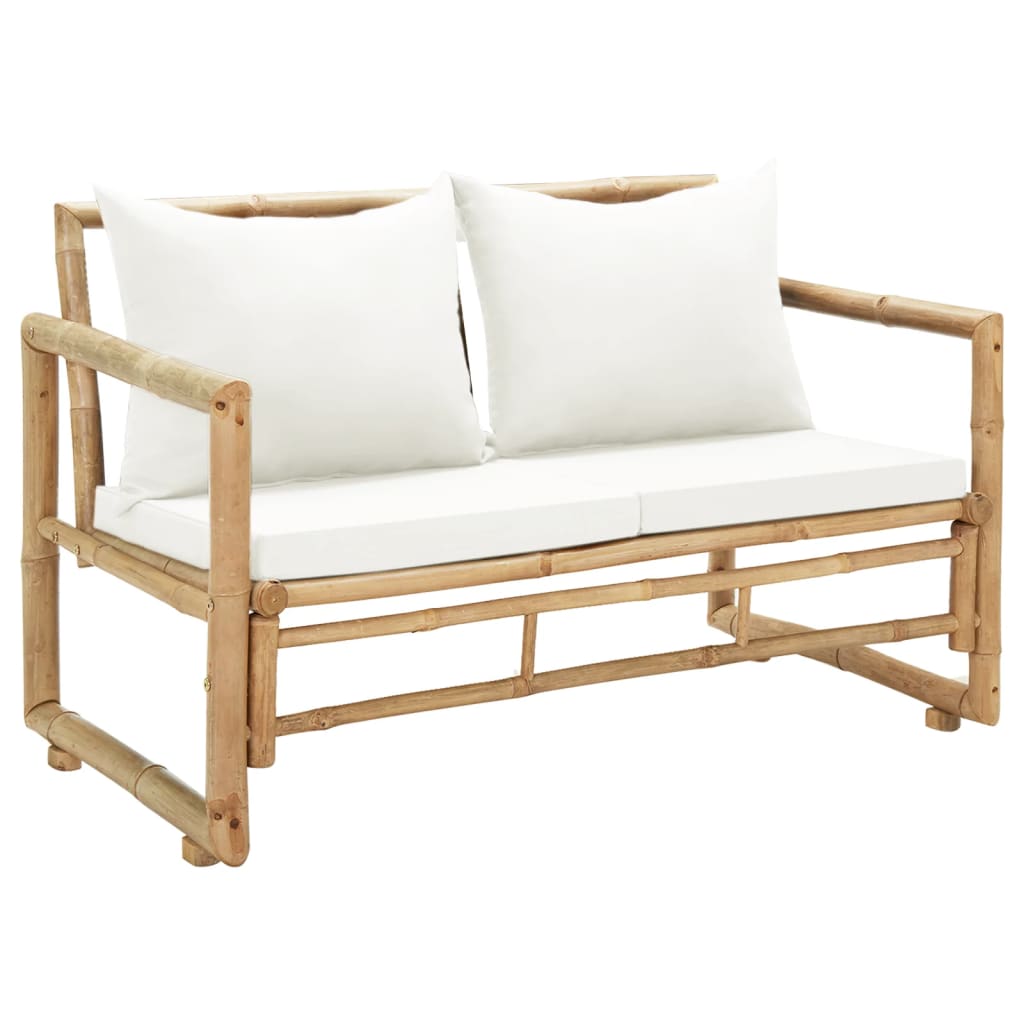 vidaXL Patio Loveseat 2 Seater Sofa with Cushions for Balcony Backyard Bamboo-7