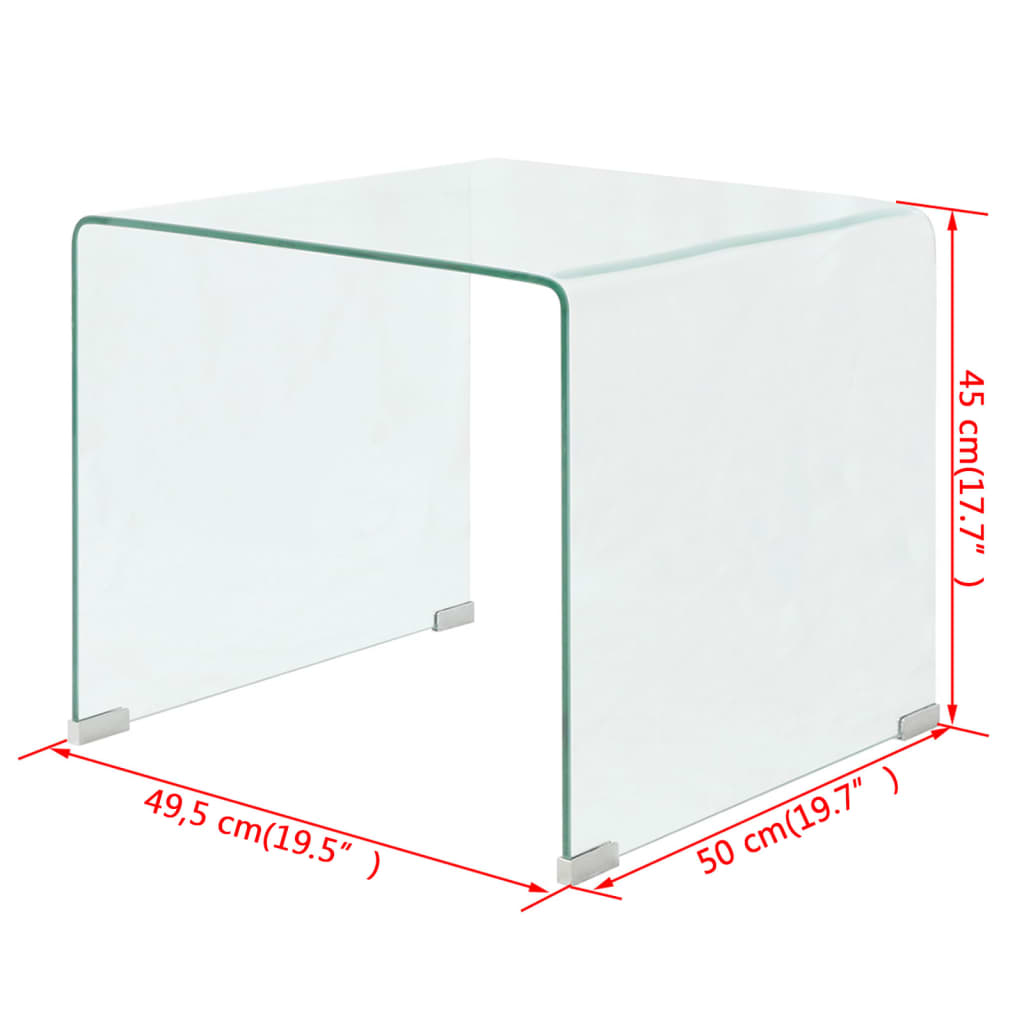 vidaXL Coffee Table Tempered Glass 19.5"x19.7"x17.7" Clear-4