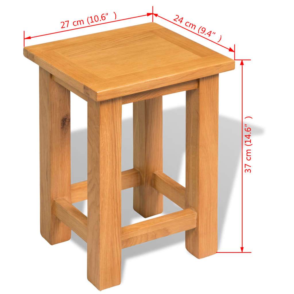 vidaXL End Table Solid Oak Wood 10.6"x9.4"x14.6"-4