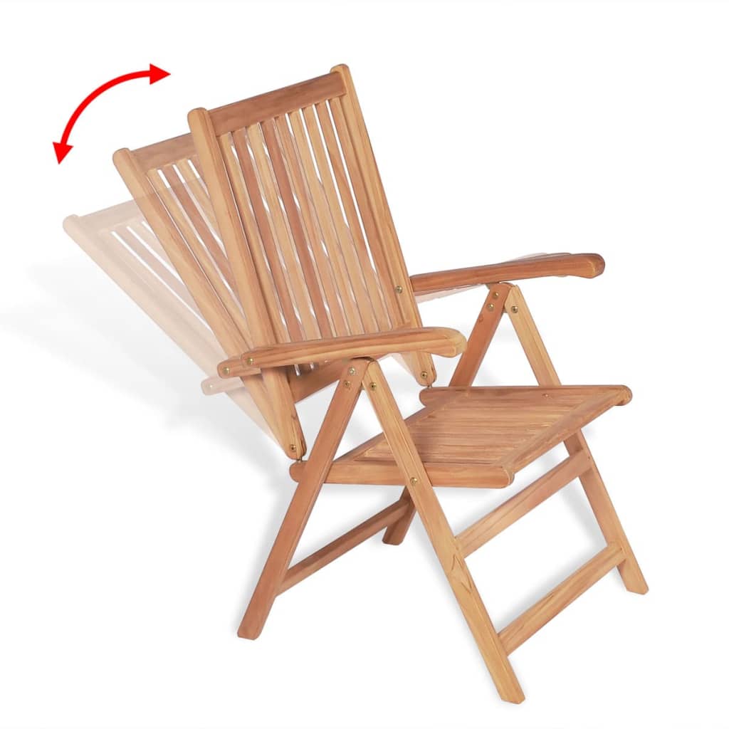 vidaXL Outdoor Recliner Chairs Patio Reclining Lounge Chair Solid Wood Teak-4