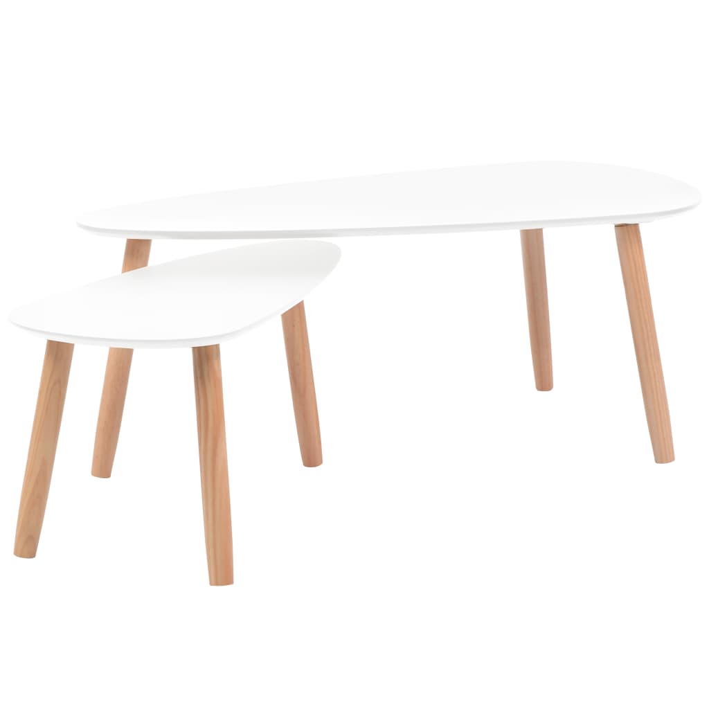 vidaXL Coffee Table Set 2 Piece End Table Side Sofa Table Solid Wood Pine-17