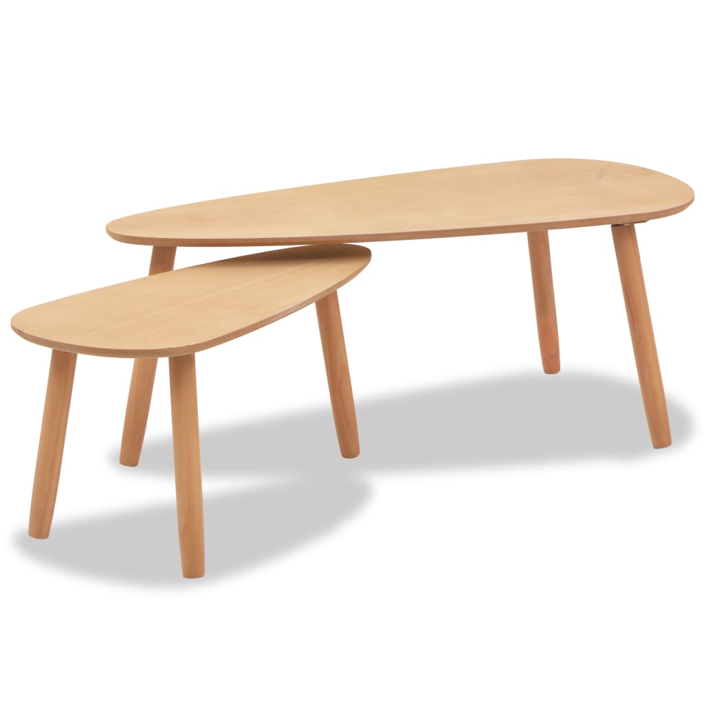 vidaXL Coffee Table Set 2 Piece End Table Side Sofa Table Solid Wood Pine-5