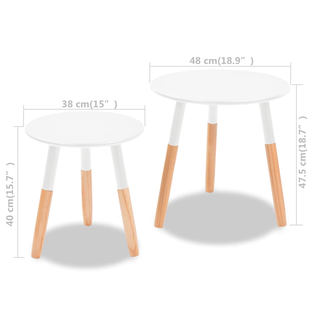 vidaXL Side Table Set of 2 Round End Sofa Table Coffee Table Solid Pinewood-11