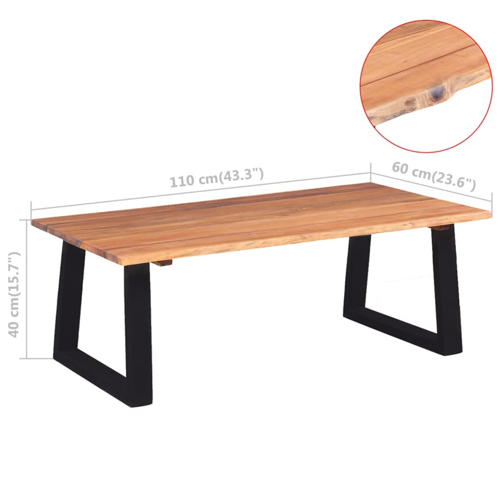 vidaXL Coffee Table Solid Acacia Wood 43.3"x23.6"x15.7"-5