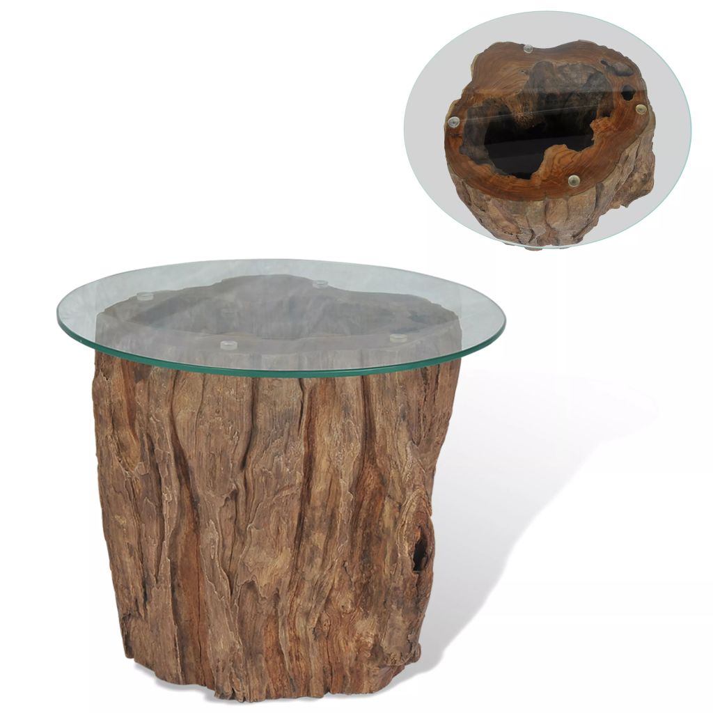 vidaXL Coffee Table Teak Glass 19.7"x15.7"-0