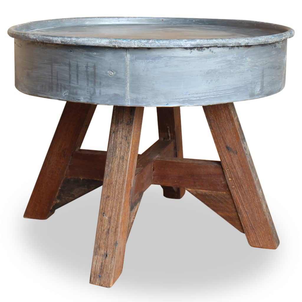 vidaXL Coffee Table Solid Reclaimed Wood 23.6"x17.7" Silver-7