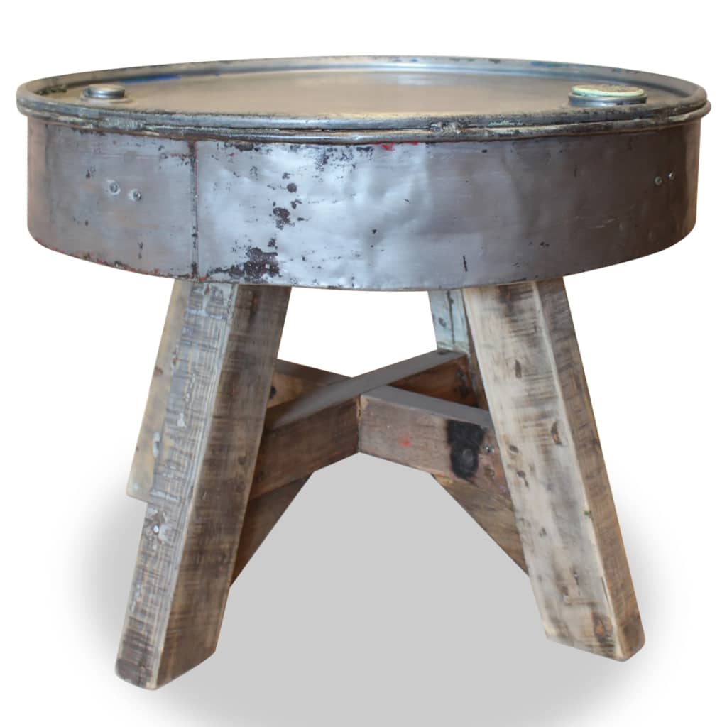 vidaXL Coffee Table Solid Reclaimed Wood 23.6"x17.7" Silver-0