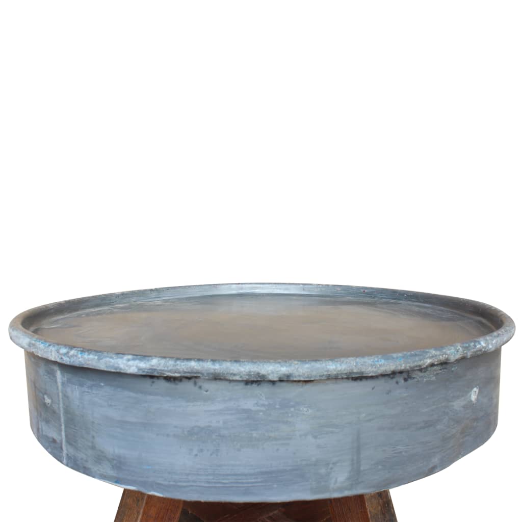 vidaXL Coffee Table Solid Reclaimed Wood 23.6"x17.7" Silver-3