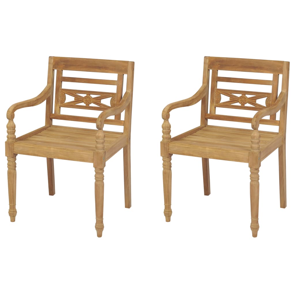 vidaXL Batavia Chairs Patio Garden Lounge Chair with Cushions Solid Wood Teak-18