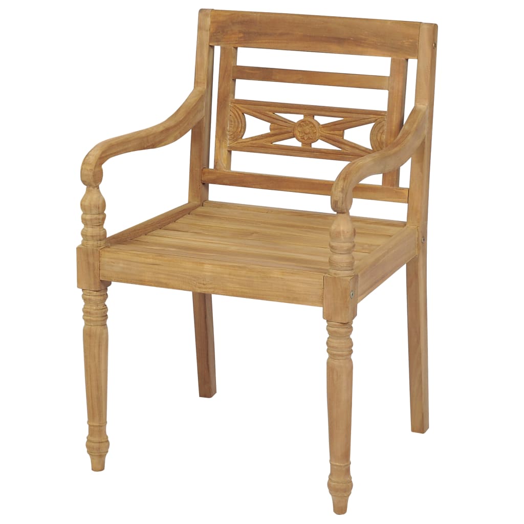 vidaXL Batavia Chairs Patio Garden Lounge Chair with Cushions Solid Wood Teak-47
