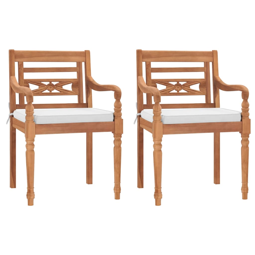 vidaXL Batavia Chairs Patio Garden Lounge Chair with Cushions Solid Wood Teak-53