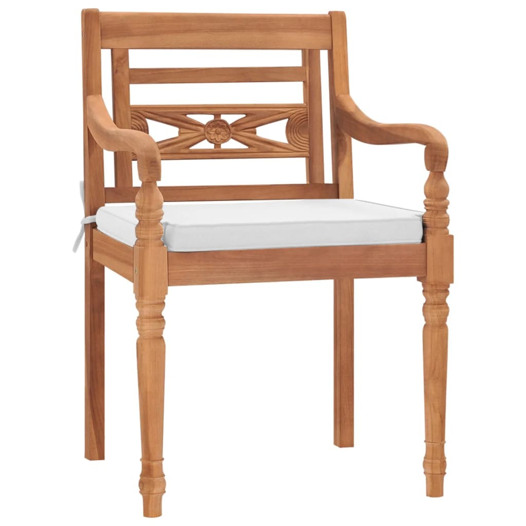 vidaXL Batavia Chairs Patio Garden Lounge Chair with Cushions Solid Wood Teak-10