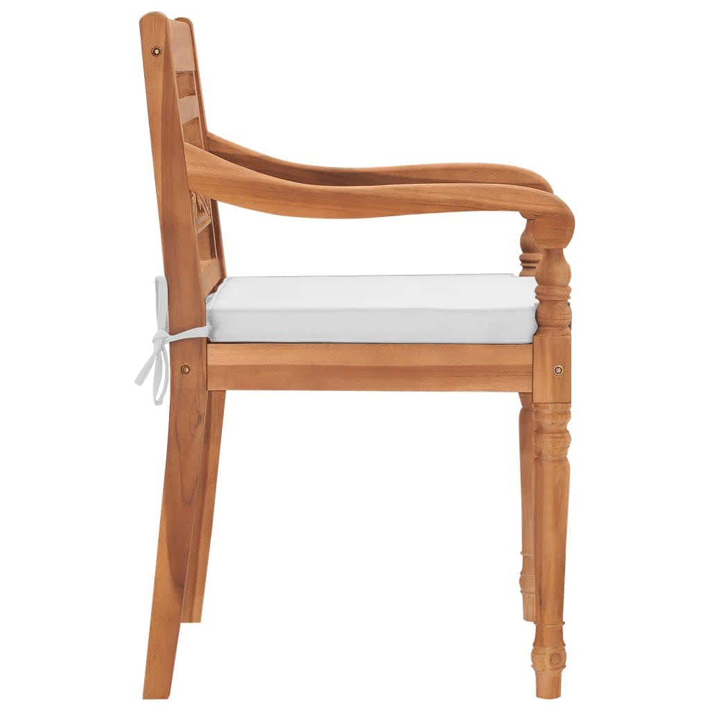 vidaXL Batavia Chairs Patio Garden Lounge Chair with Cushions Solid Wood Teak-24