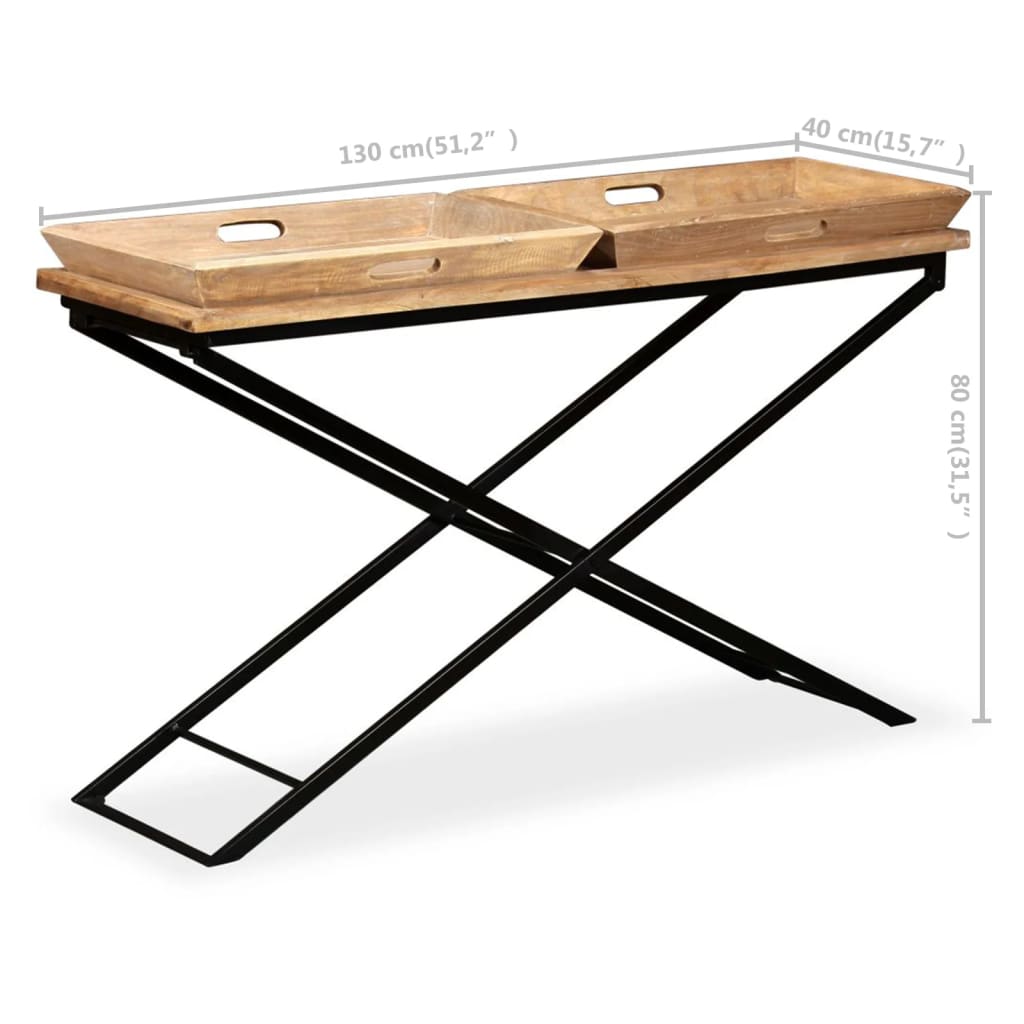vidaXL Console Table Solid Mango Wood 51.2"x15.7"x31.5"-10