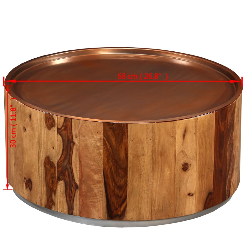 vidaXL Coffee Table Round End Table Accent Sofa Table Solid Wood Reclaimed-14