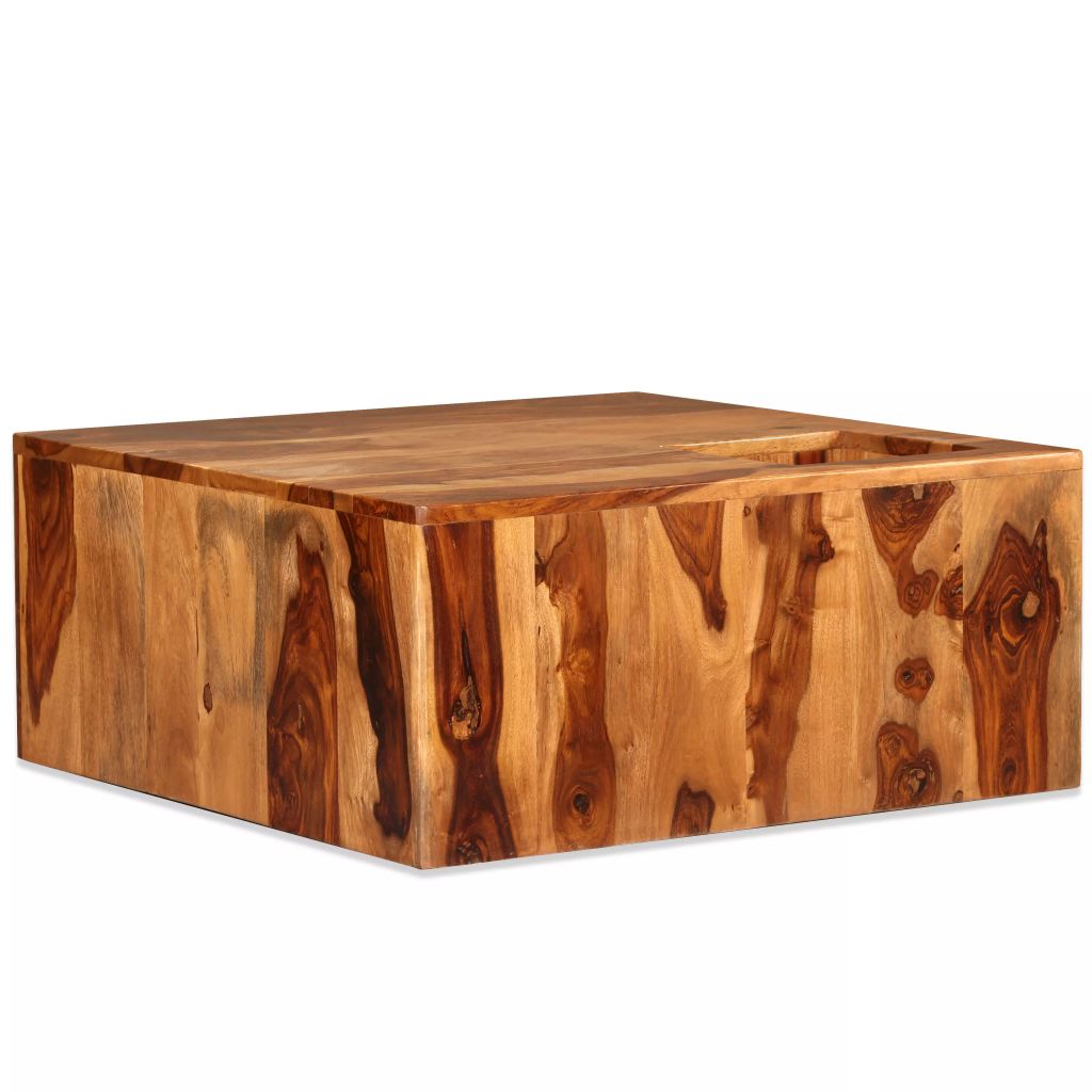 vidaXL Coffee Table Solid Sheesham Wood 27.6"x27.6"x11.8"-1