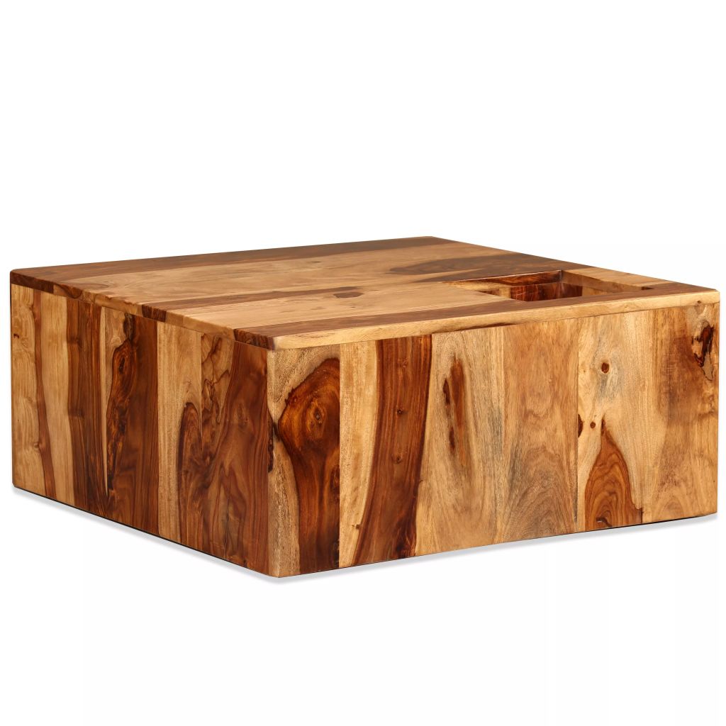 vidaXL Coffee Table Solid Sheesham Wood 27.6"x27.6"x11.8"-0