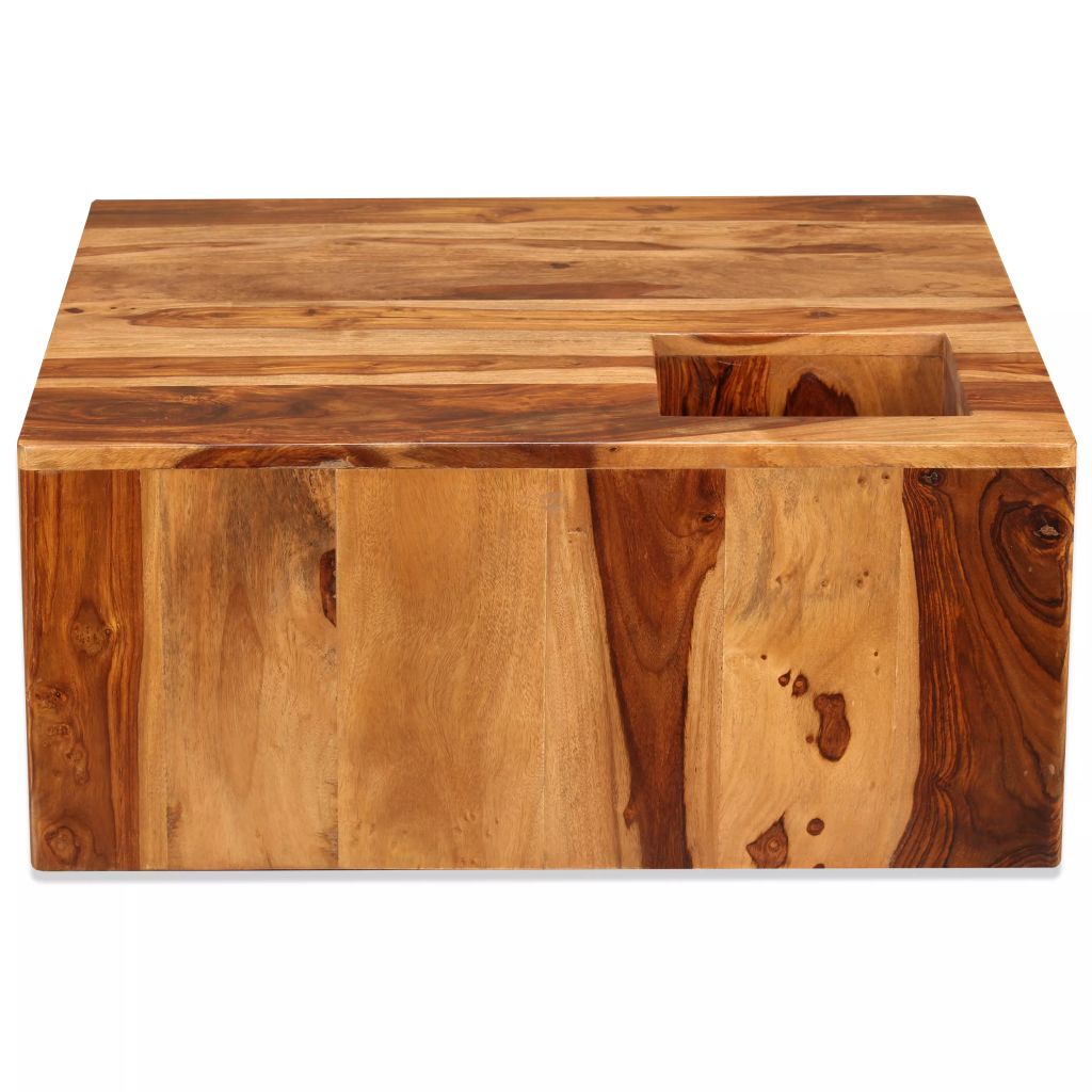 vidaXL Coffee Table Solid Sheesham Wood 27.6"x27.6"x11.8"-6