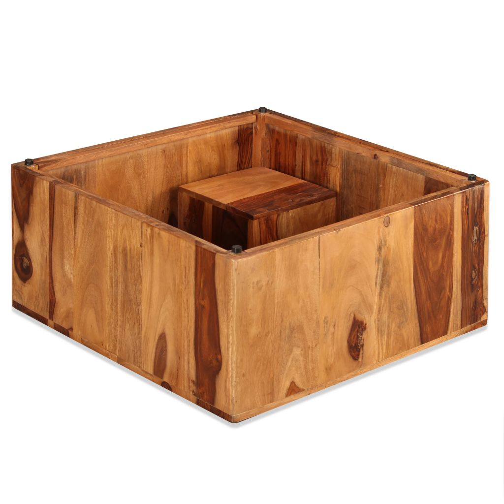 vidaXL Coffee Table Solid Sheesham Wood 27.6"x27.6"x11.8"-7